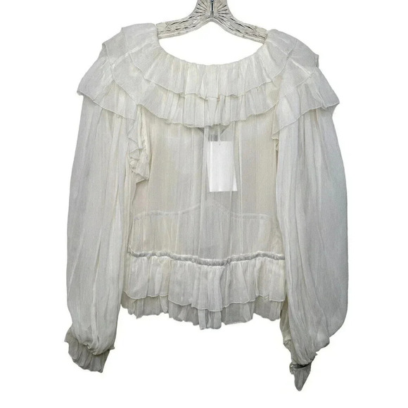 Ulla Johnson Vivian Blouse Pearl Size 8 100% Silk NWT - Picture 10 of 15